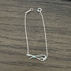 RARE Tiffany & Co. Sterling Silver 925
Blue Enamel Bow Ribbon Bracelet 6.5”